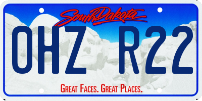 SD license plate 0HZR22
