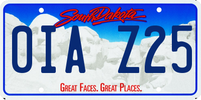 SD license plate 0IAZ25