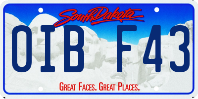 SD license plate 0IBF43