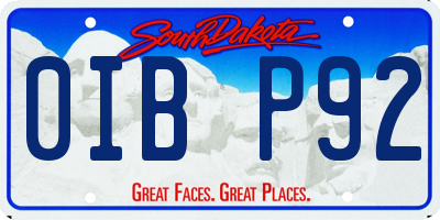 SD license plate 0IBP92