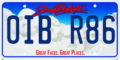 SD license plate 0IBR86