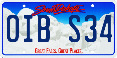 SD license plate 0IBS34