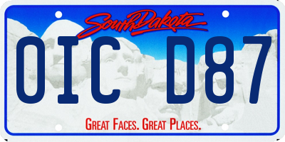 SD license plate 0ICD87