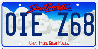SD license plate 0IEZ68