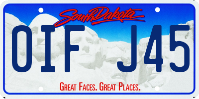 SD license plate 0IFJ45