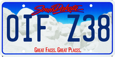 SD license plate 0IFZ38
