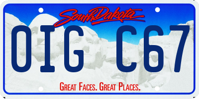 SD license plate 0IGC67
