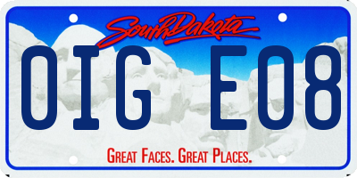 SD license plate 0IGE08
