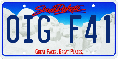 SD license plate 0IGF41