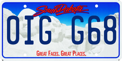 SD license plate 0IGG68