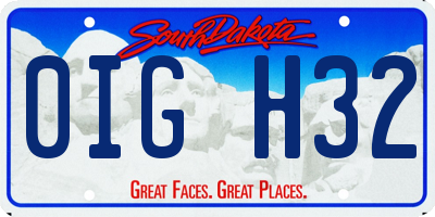 SD license plate 0IGH32