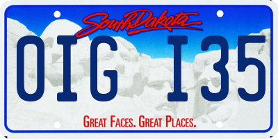 SD license plate 0IGI35