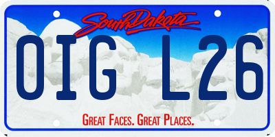 SD license plate 0IGL26
