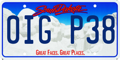 SD license plate 0IGP38