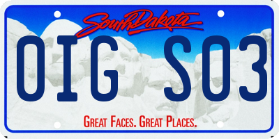 SD license plate 0IGS03