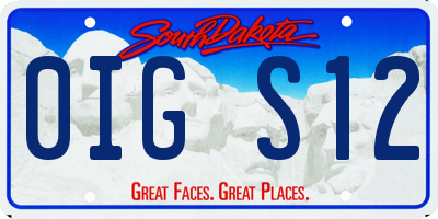 SD license plate 0IGS12