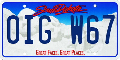 SD license plate 0IGW67