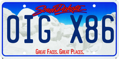 SD license plate 0IGX86