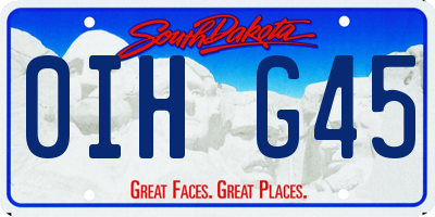 SD license plate 0IHG45