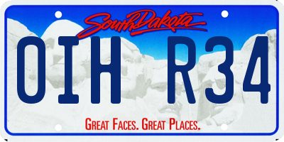 SD license plate 0IHR34