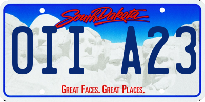 SD license plate 0IIA23