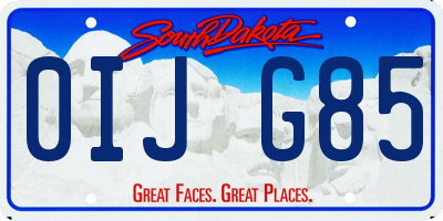 SD license plate 0IJG85