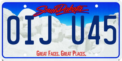 SD license plate 0IJU45