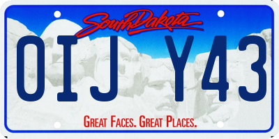 SD license plate 0IJY43