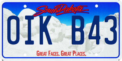 SD license plate 0IKB43