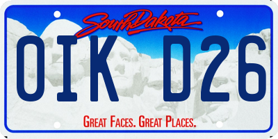 SD license plate 0IKD26
