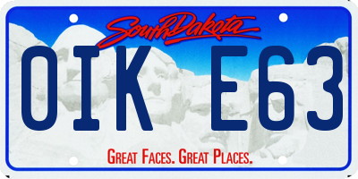 SD license plate 0IKE63