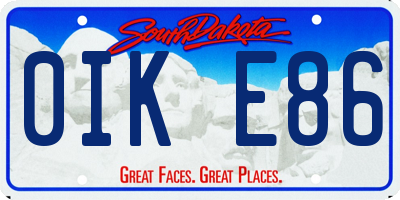 SD license plate 0IKE86