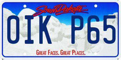 SD license plate 0IKP65