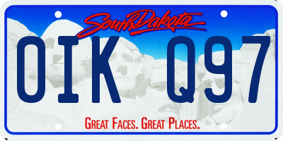 SD license plate 0IKQ97