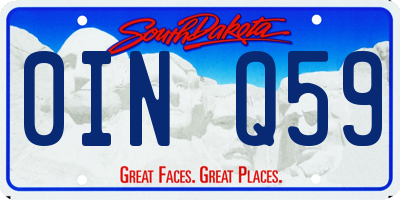 SD license plate 0INQ59
