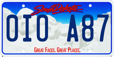 SD license plate 0IOA87