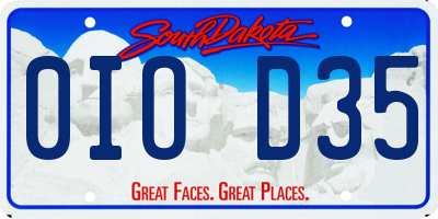 SD license plate 0IOD35
