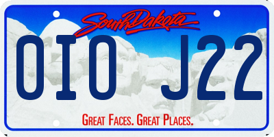 SD license plate 0IOJ22