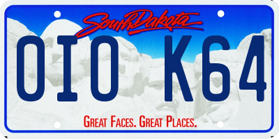 SD license plate 0IOK64