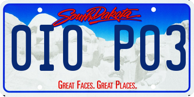 SD license plate 0IOP03