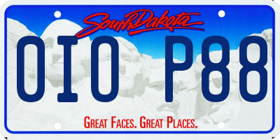 SD license plate 0IOP88