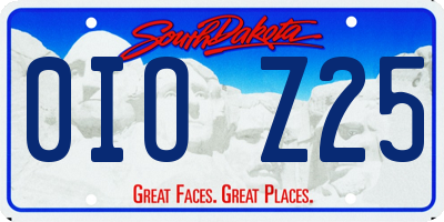 SD license plate 0IOZ25