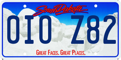 SD license plate 0IOZ82