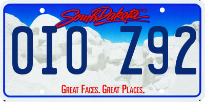 SD license plate 0IOZ92