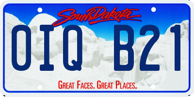 SD license plate 0IQB21