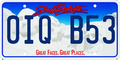 SD license plate 0IQB53