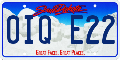 SD license plate 0IQE22