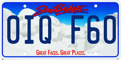 SD license plate 0IQF60
