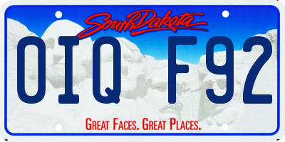 SD license plate 0IQF92