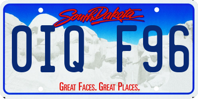 SD license plate 0IQF96